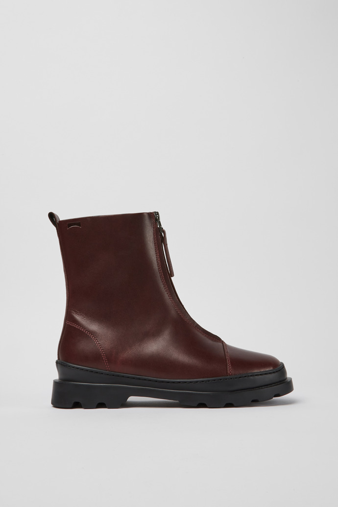 Side view of Brutus Burgundy zip boots
