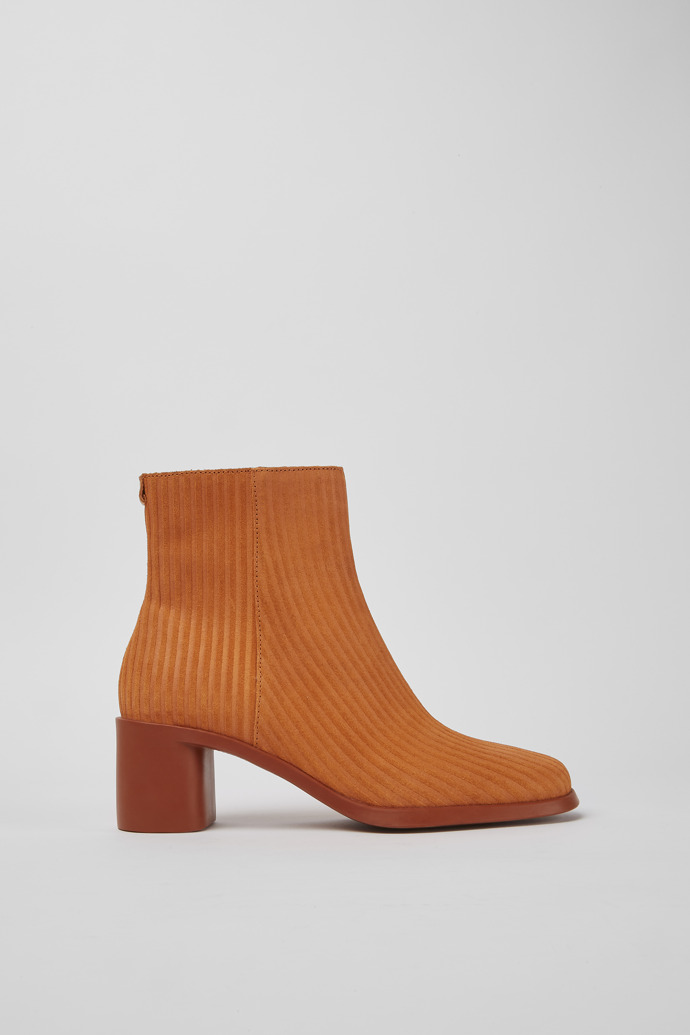 Side view of Meda Orange nubuck boots for wome
