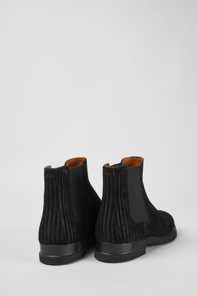 Back view of Iman Black nubuck ankle boots