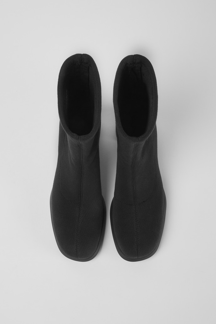 Overhead view of Meda Black boots for women