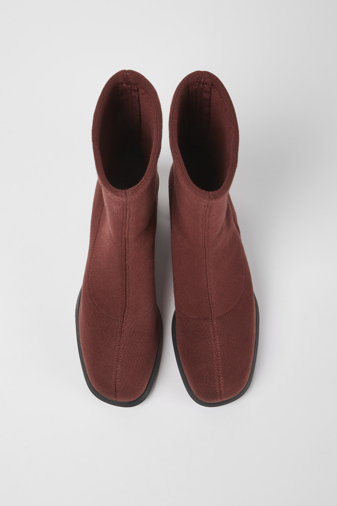 Overhead view of Meda Burgundy boots for women