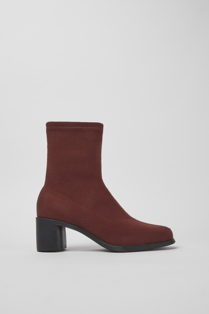 Side view of Meda Burgundy boots for women