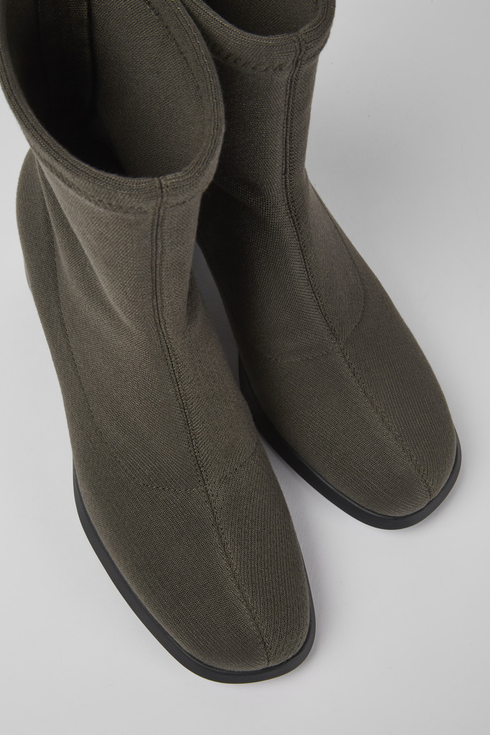 Close-up view of Meda Green boots for women