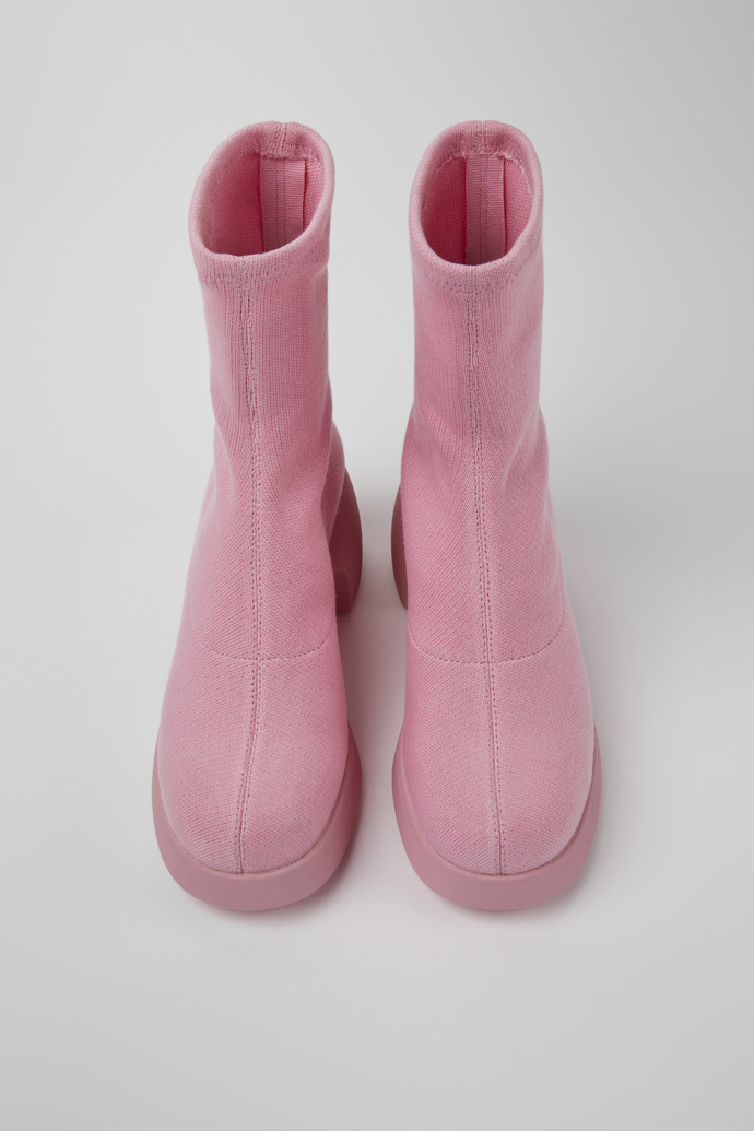 Overhead view of Thelma Pink textile women's boots