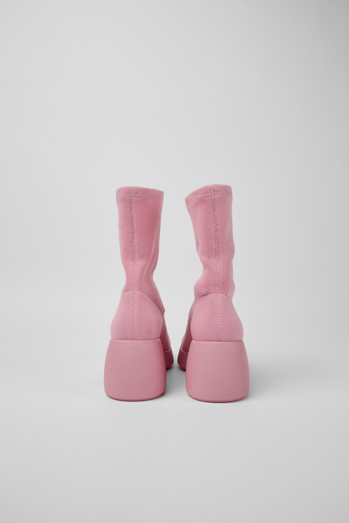 Back view of Thelma Pink textile women's boots