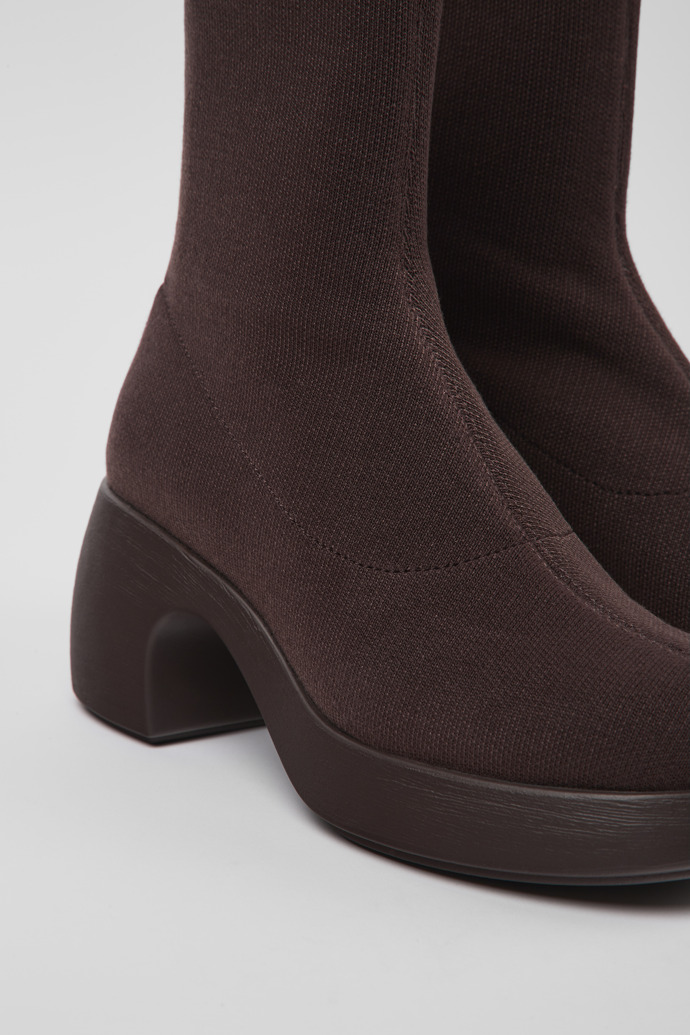 Close-up view of Thelma Burgundy TENCEL® Lyocell boots for women