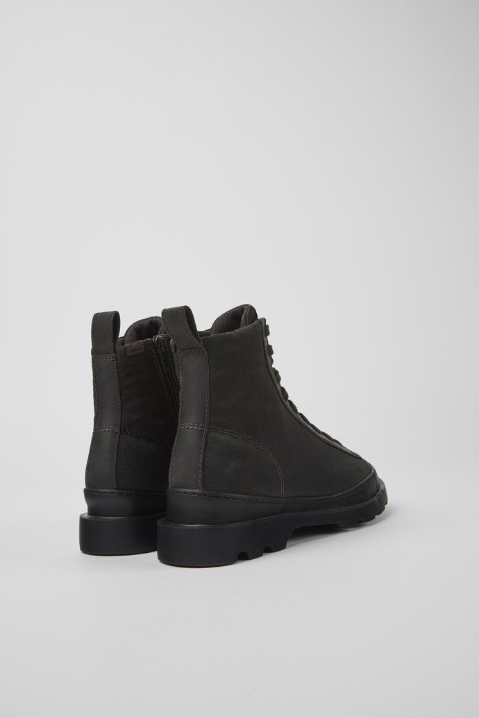 Back view of Brutus Dark gray textile and nubuck ankle boots for women