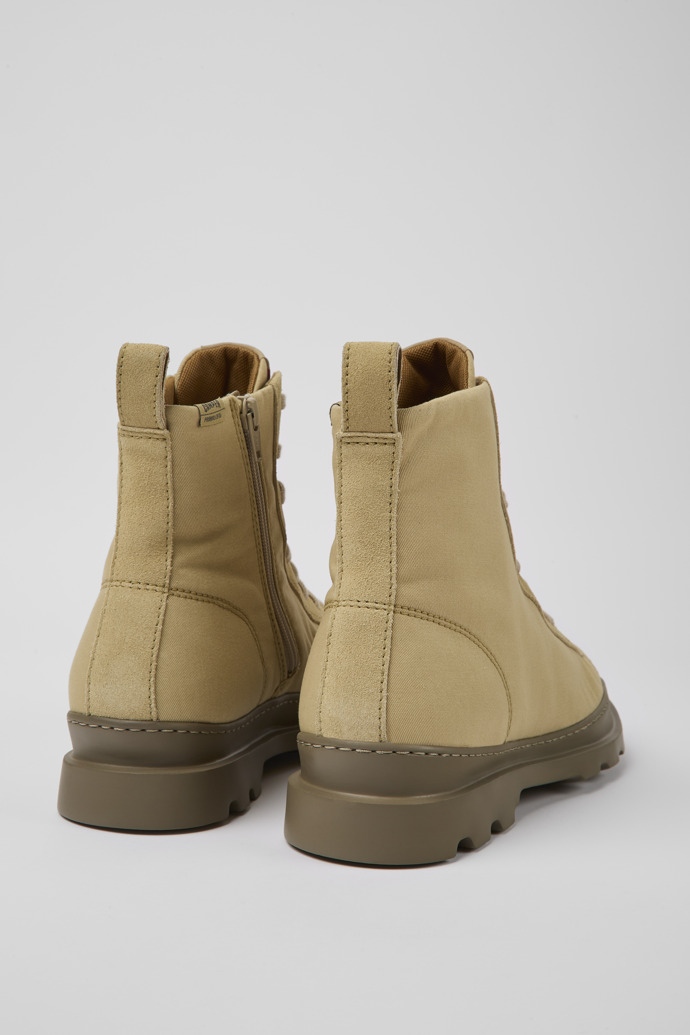 Back view of Brutus Beige textile and nubuck ankle boots for women