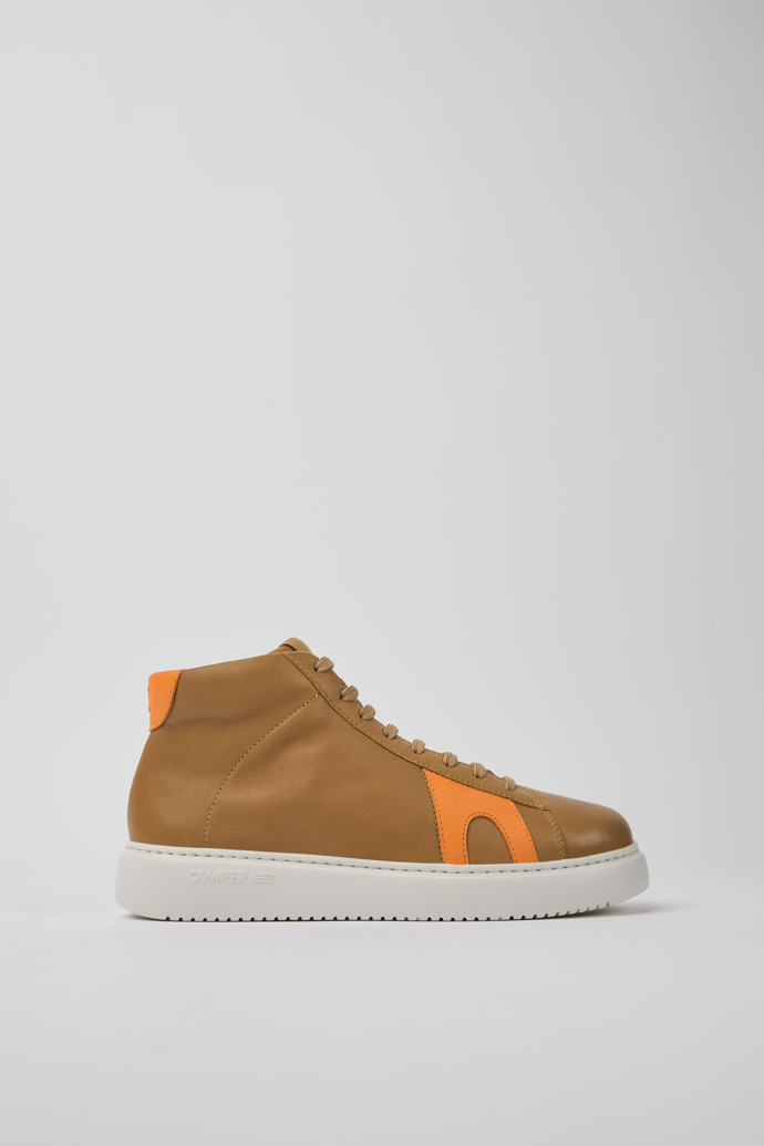 Side view of Runner K21 Brown and orange leather women's sneakers