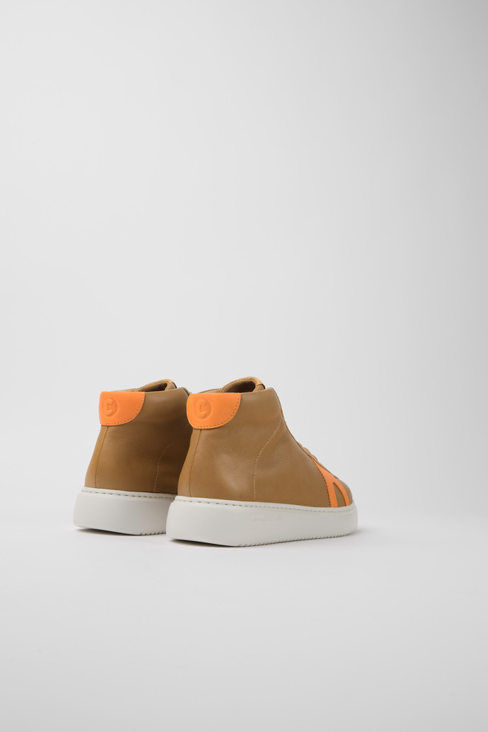 Back view of Runner K21 Brown and orange leather women's sneakers