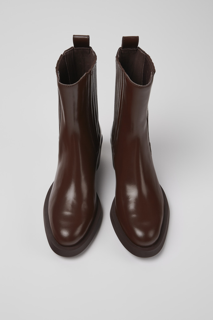 Overhead view of Bonnie Burgundy leather boots for women