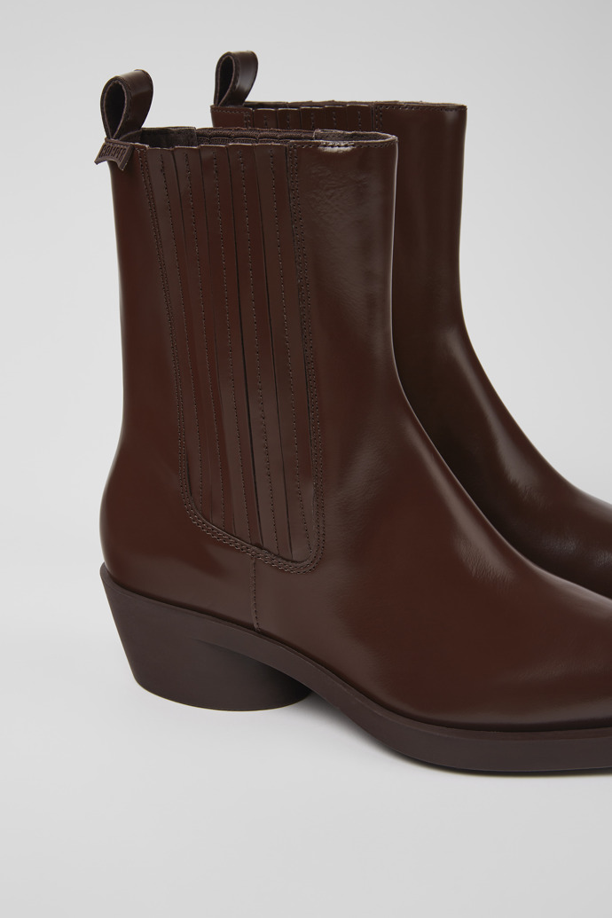 Close-up view of Bonnie Burgundy leather boots for women