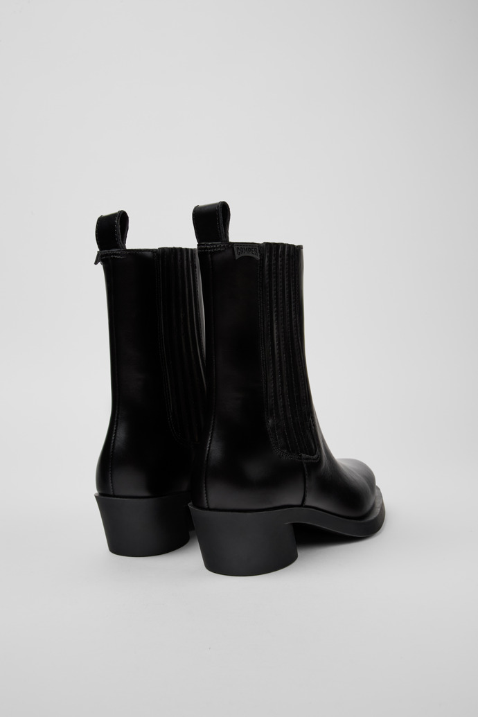 Back view of Bonnie Black leather boots for women