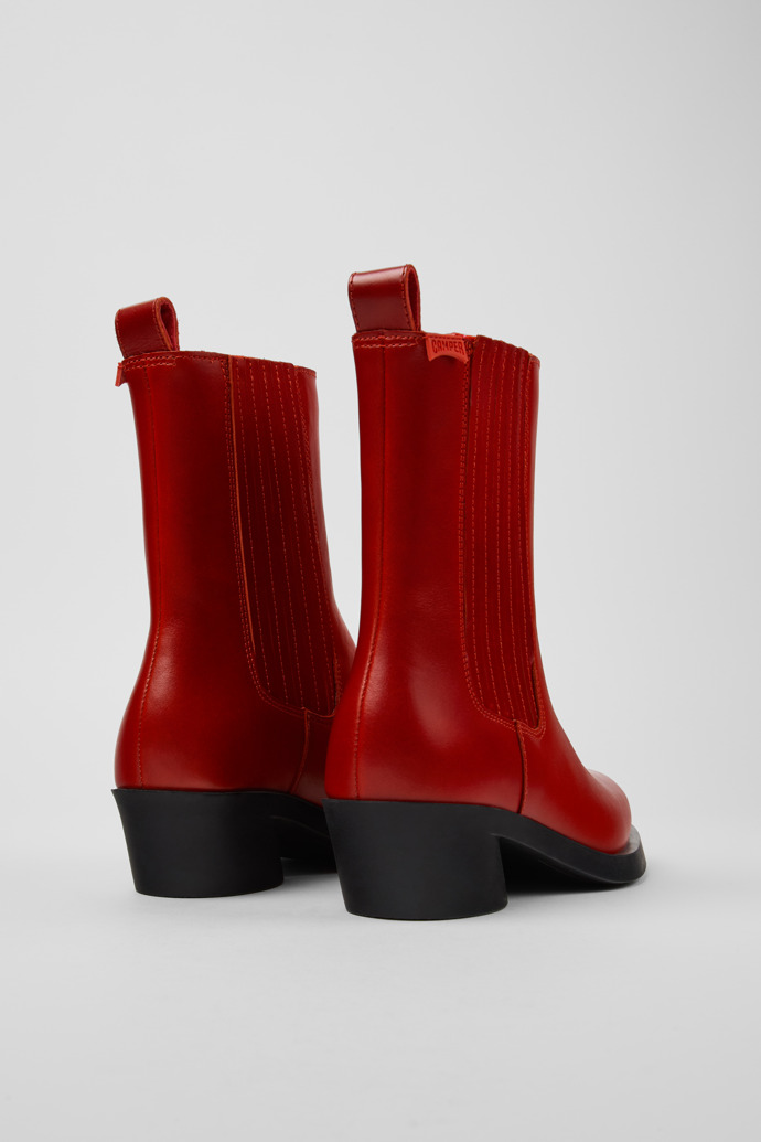 Back view of Bonnie Red leather boots for women