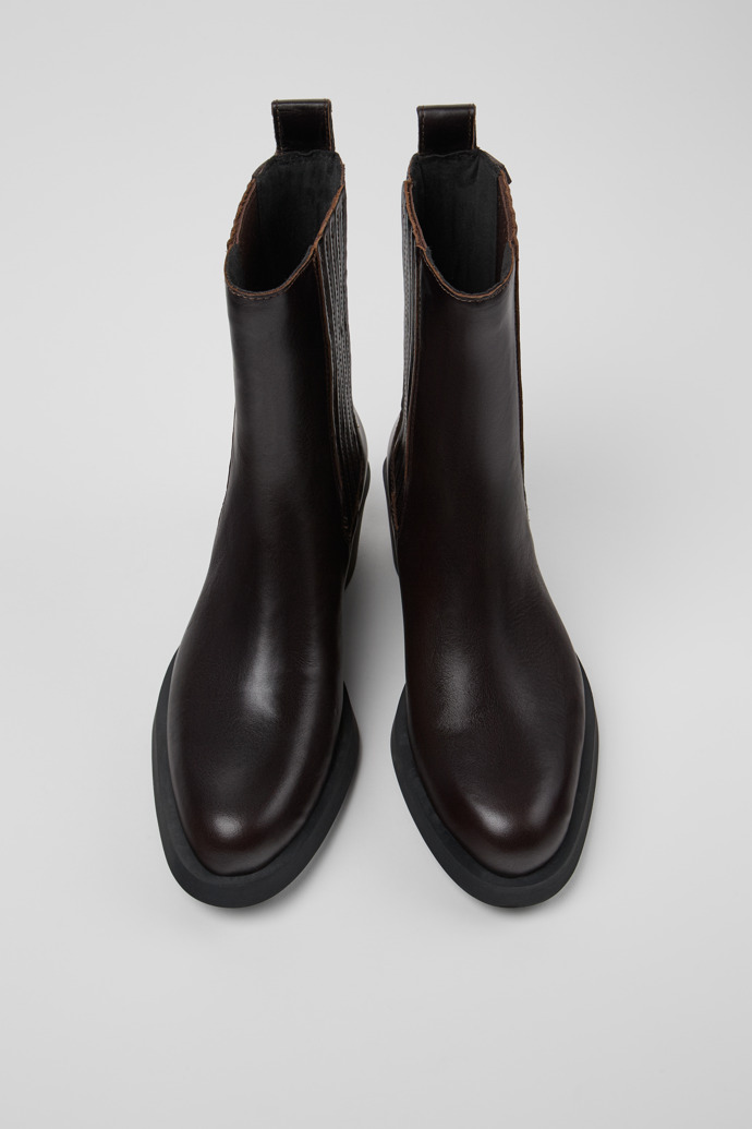 Overhead view of Bonnie Brown leather boots for women