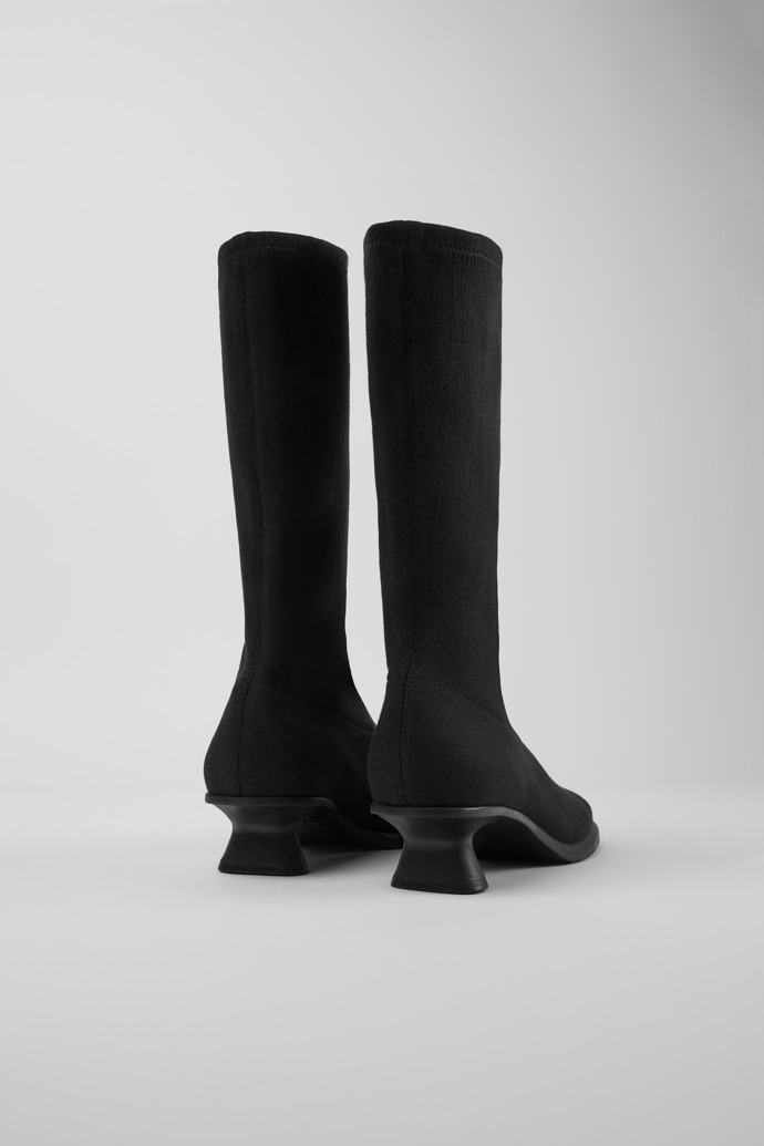 Back view of Dina Black TENCEL™ Lyocell high boots