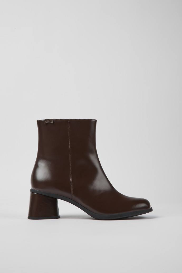 Side view of Kiara Brown leather ankle boots