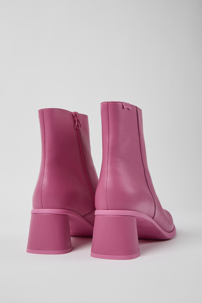 Back view of Kiara Pink leather ankle boots