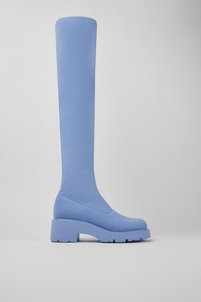 Image of Side view of Milah TENCEL® Blue TENCEL™ Lyocell high boots for women