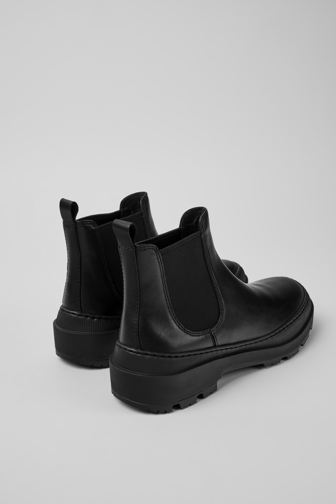 Back view of Brutus Trek Black leather ankle boots