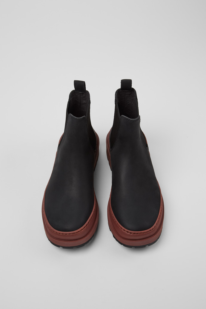 Overhead view of Brutus Trek Black nubuck ankle boots for women