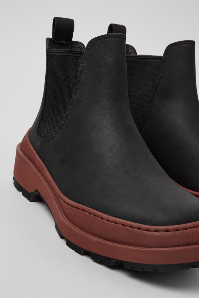 Close-up view of Brutus Trek MICHELIN Black nubuck ankle boots for women