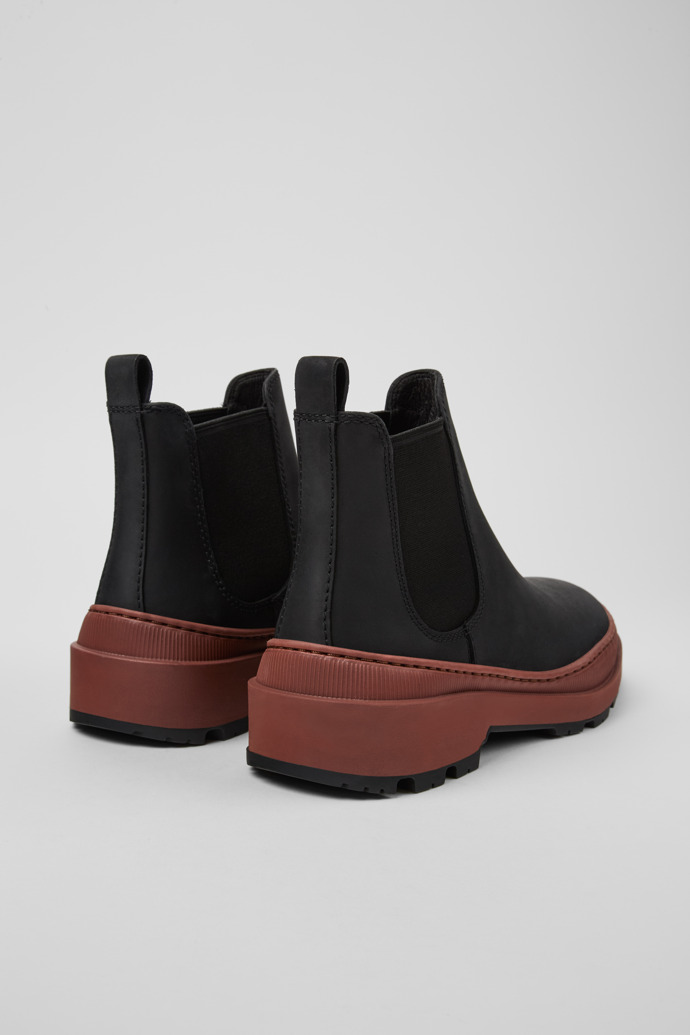 Back view of Brutus Trek Black nubuck ankle boots for women