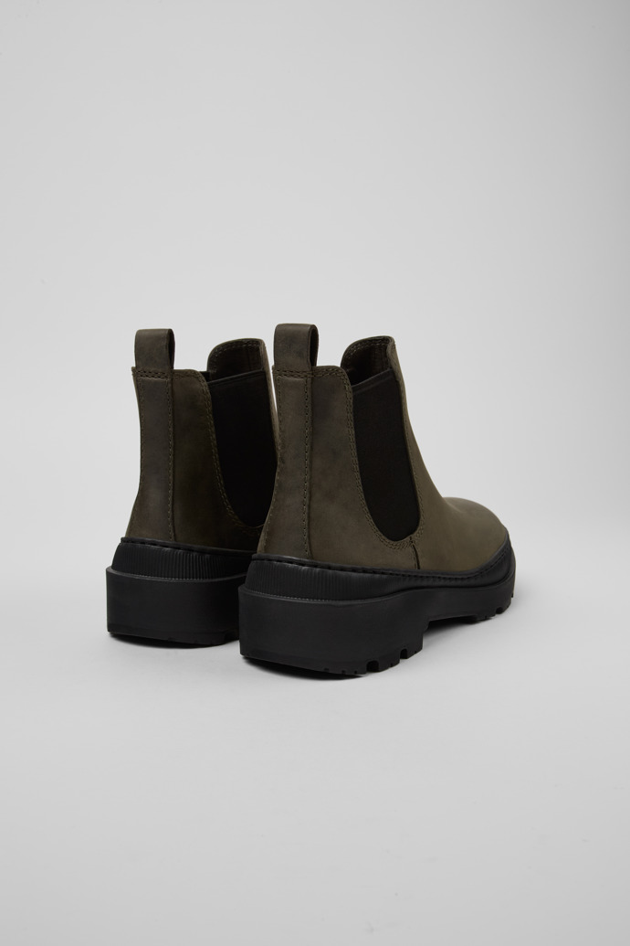 Back view of Brutus Trek MICHELIN Green nubuck ankle boots for women