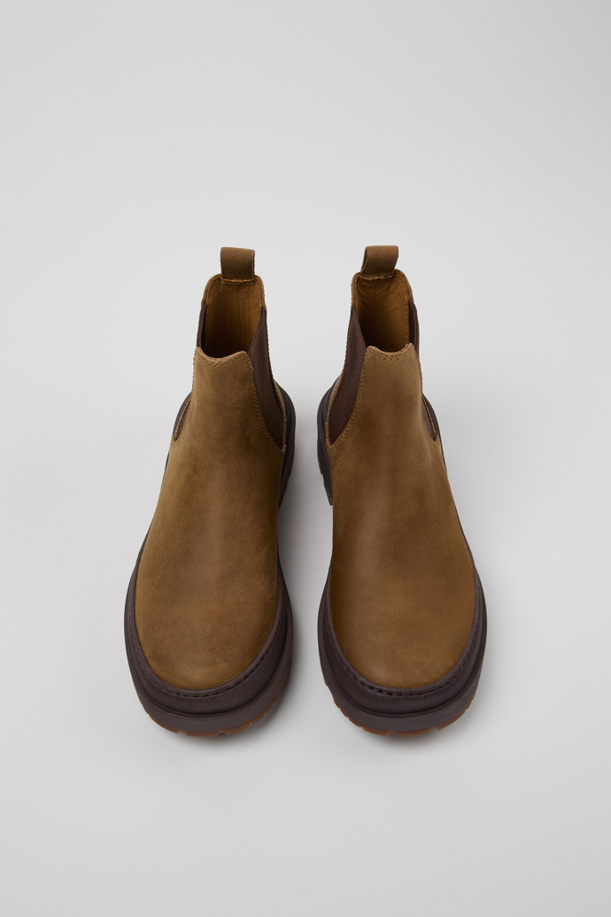 Overhead view of Brutus Trek Brown nubuck ankle boots for women