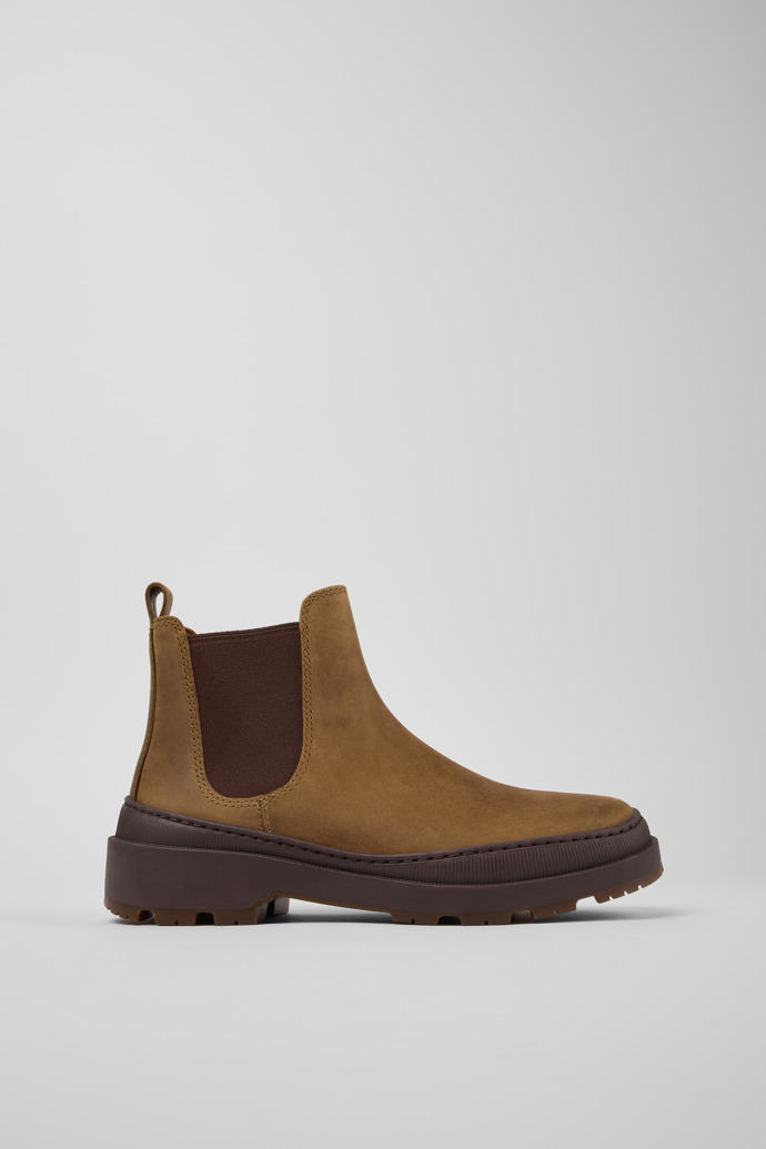 Image of Side view of Brutus Trek Brown nubuck ankle boots for women