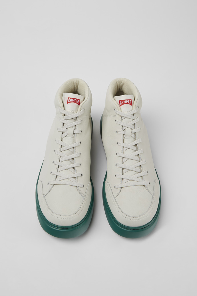 Overhead view of Runner K21 White non-dyed leather sneakers for women