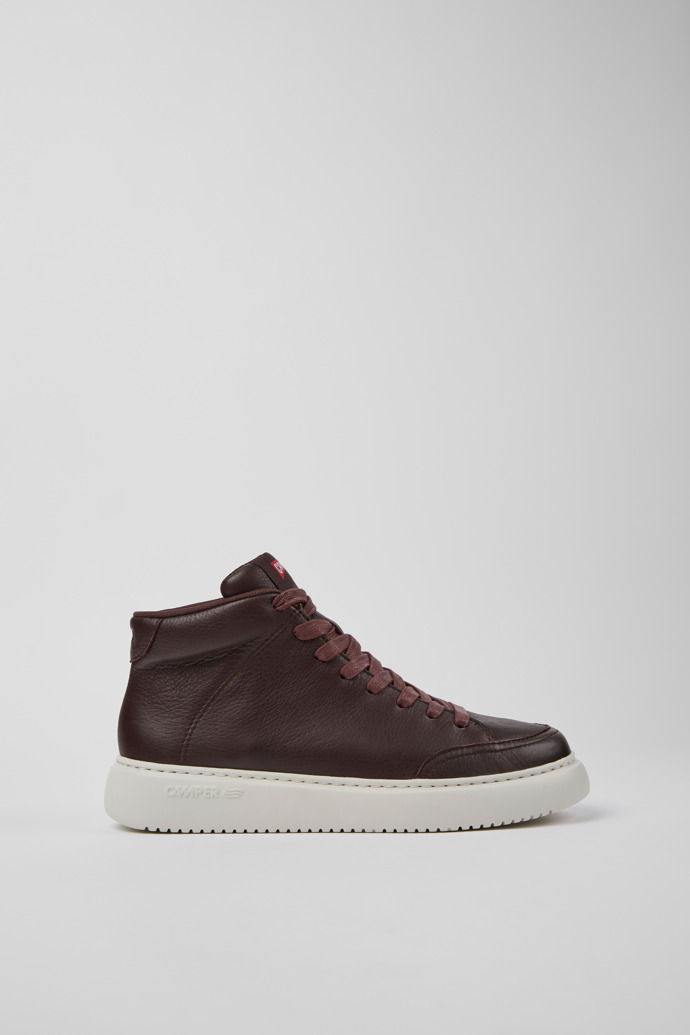 Image of Side view of Runner K21 Burgundy leather sneakers for women