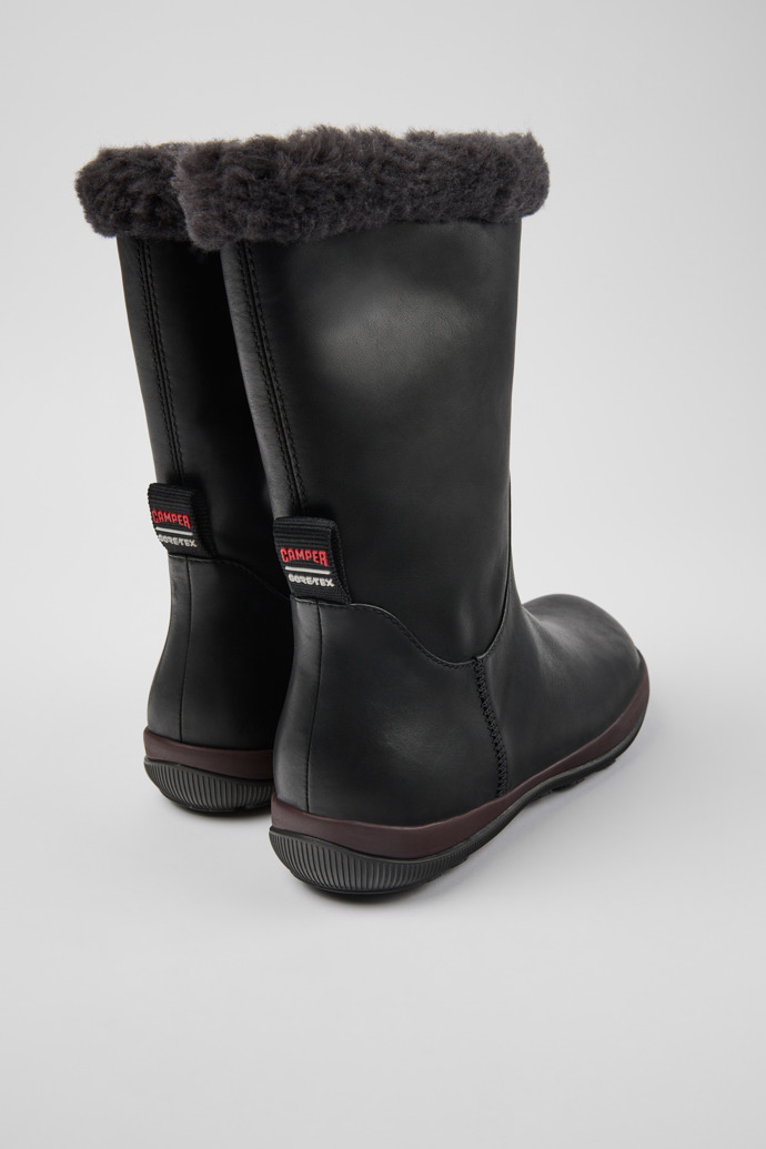 Back view of Peu Pista GORE-TEX Black leather boots for women