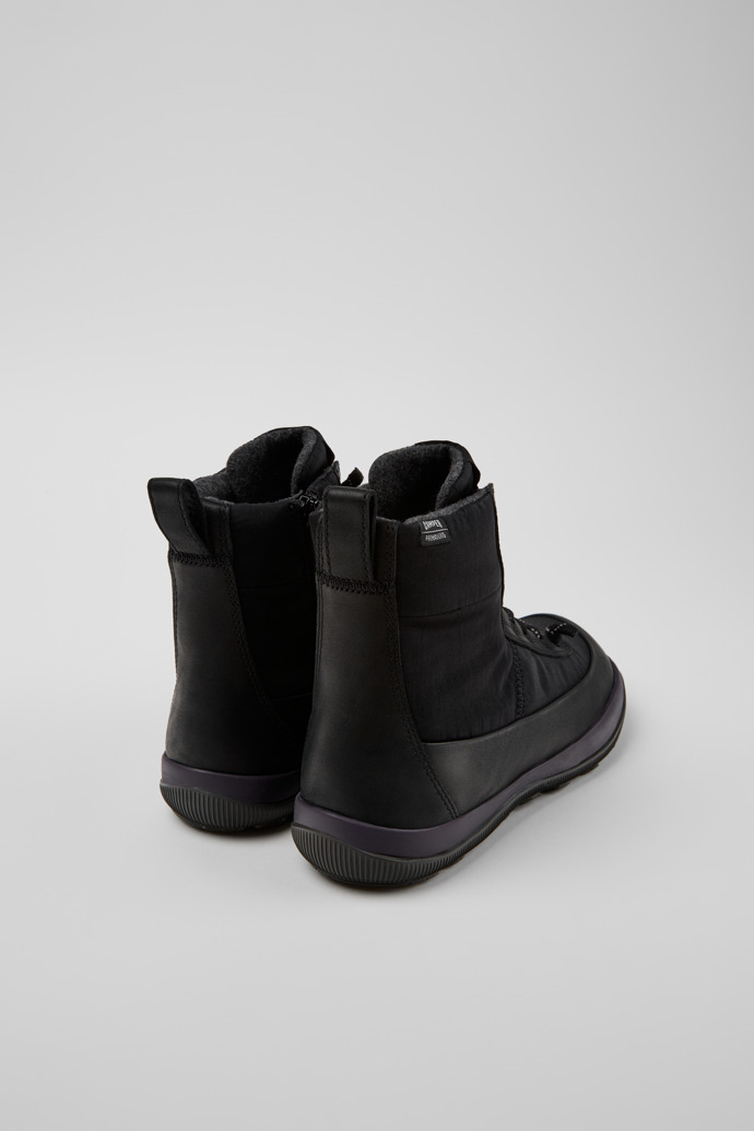 Back view of Peu Pista PrimaLoft® Black Textile and Leather Boots for Women