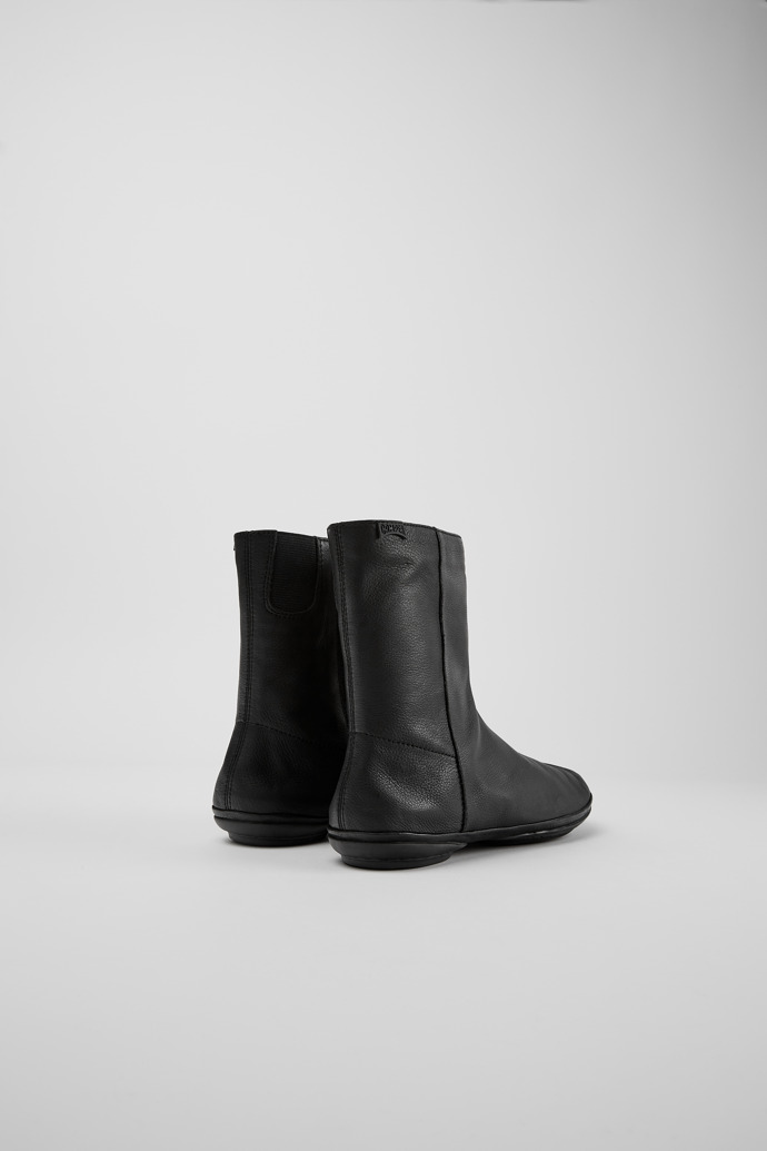 Back view of Right Black leather boots for women