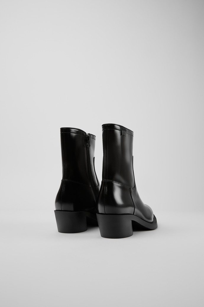 Back view of Bonnie Black leather ankle boots for women