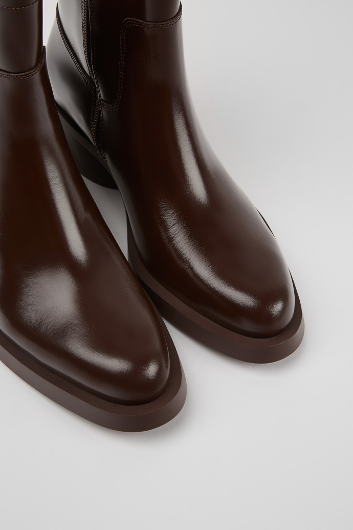 Close-up view of Bonnie Dark brown ankle boots for women