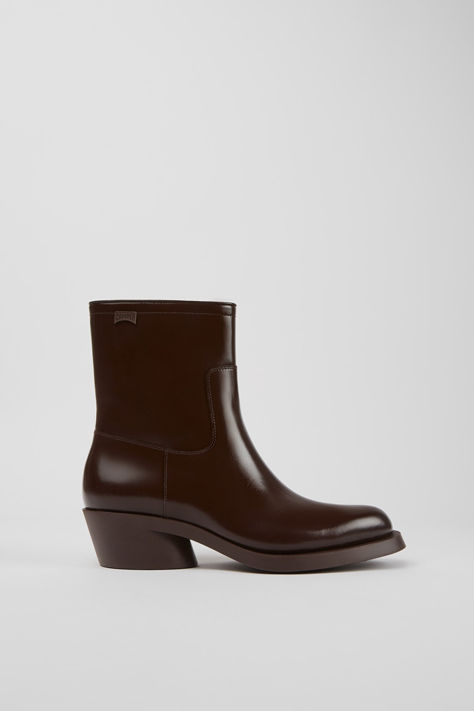 Side view of Bonnie Dark brown ankle boots for women