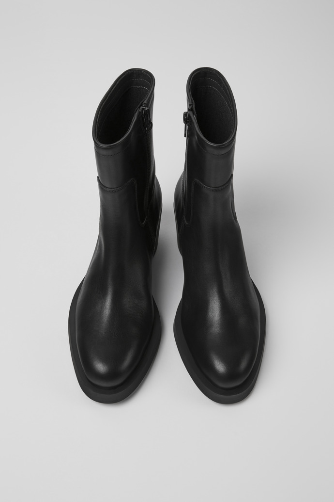 Overhead view of Bonnie Black leather boots for women