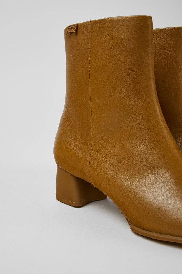 Close-up view of Katie Brown leather ankle boots