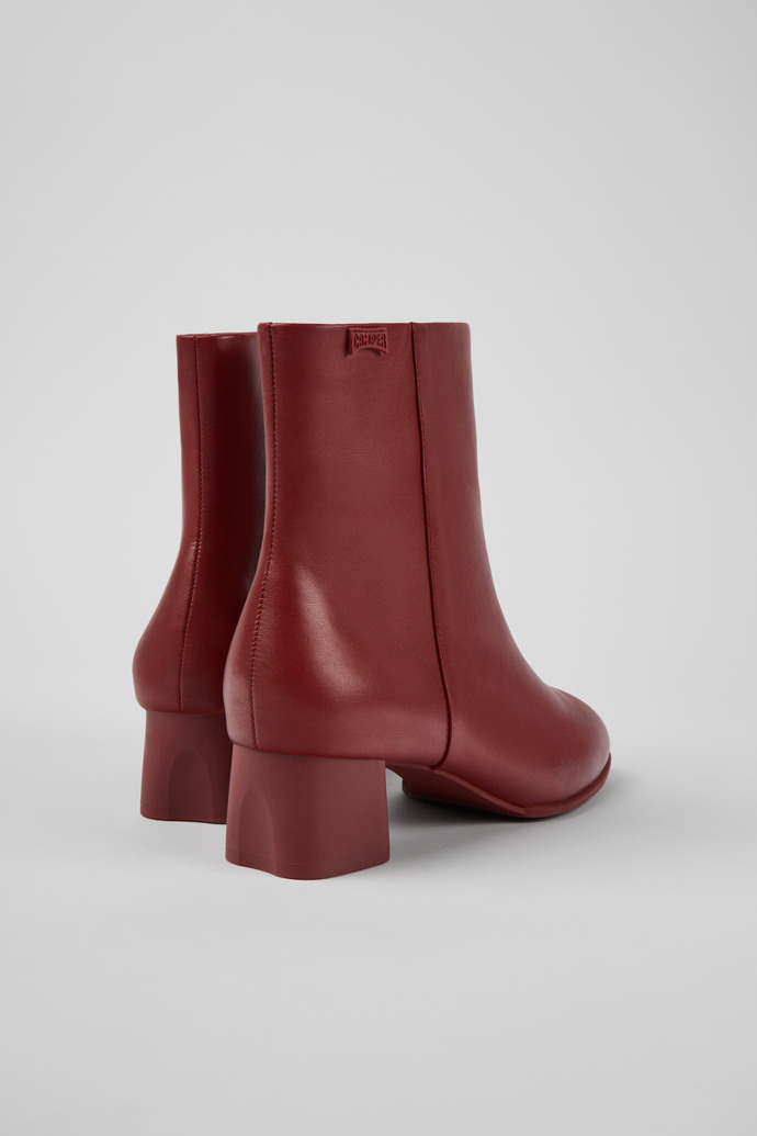 Back view of Katie Burgundy leather ankle boots for women
