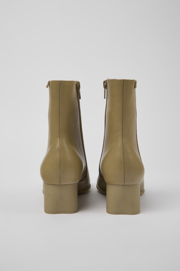 Back view of Katie Beige leather ankle boots for women
