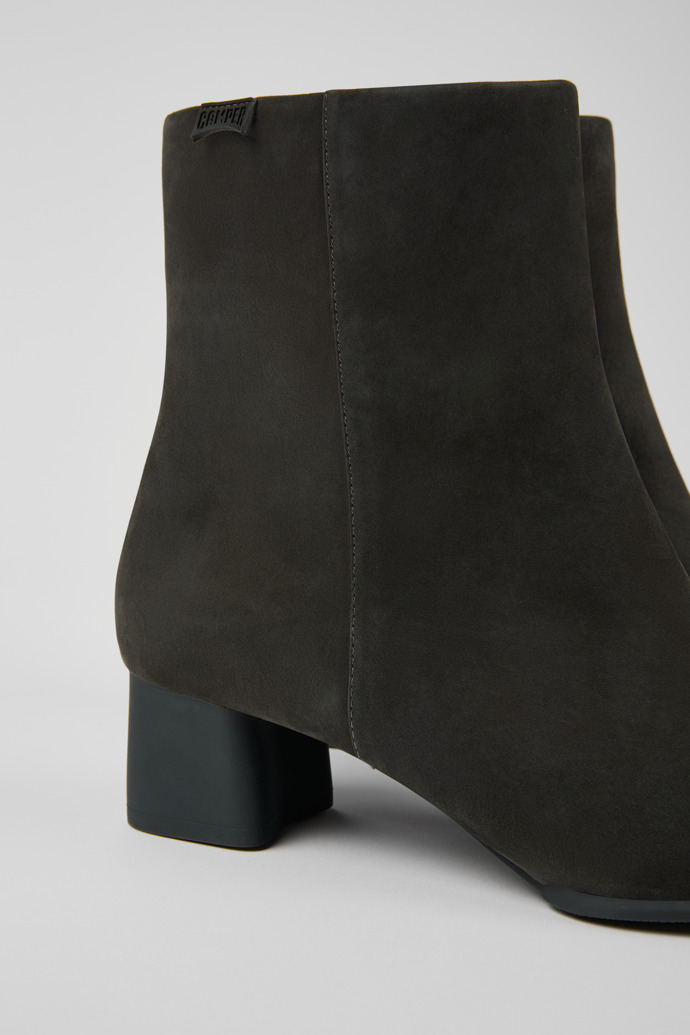 Close-up view of Katie Gray nubuck ankle boots