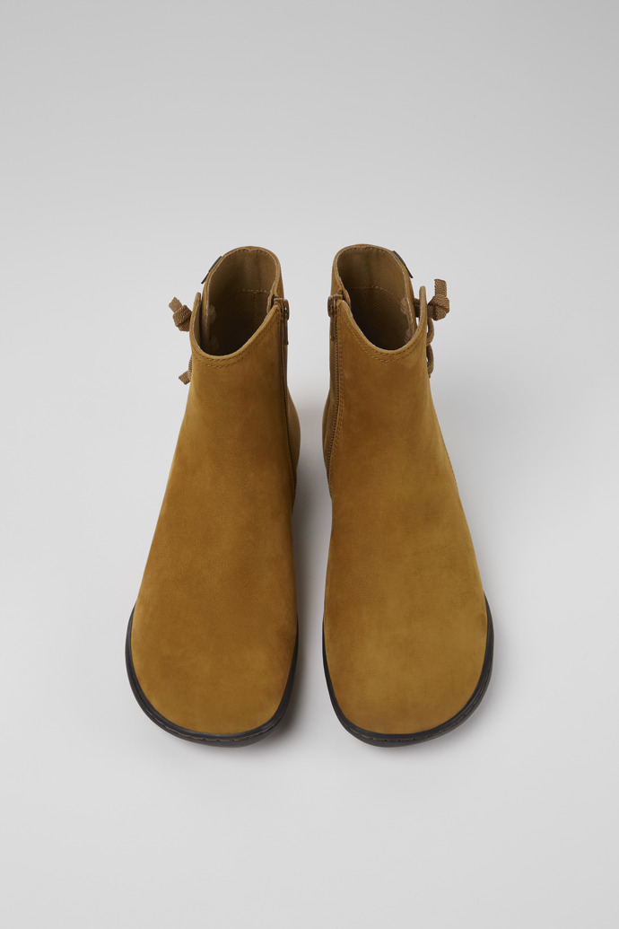 Overhead view of Peu Light brown nubuck ankle boots for women