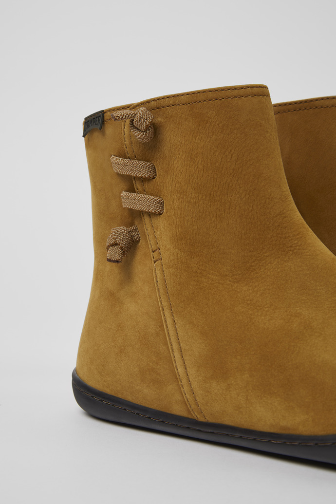 Close-up view of Peu Light brown nubuck ankle boots for women