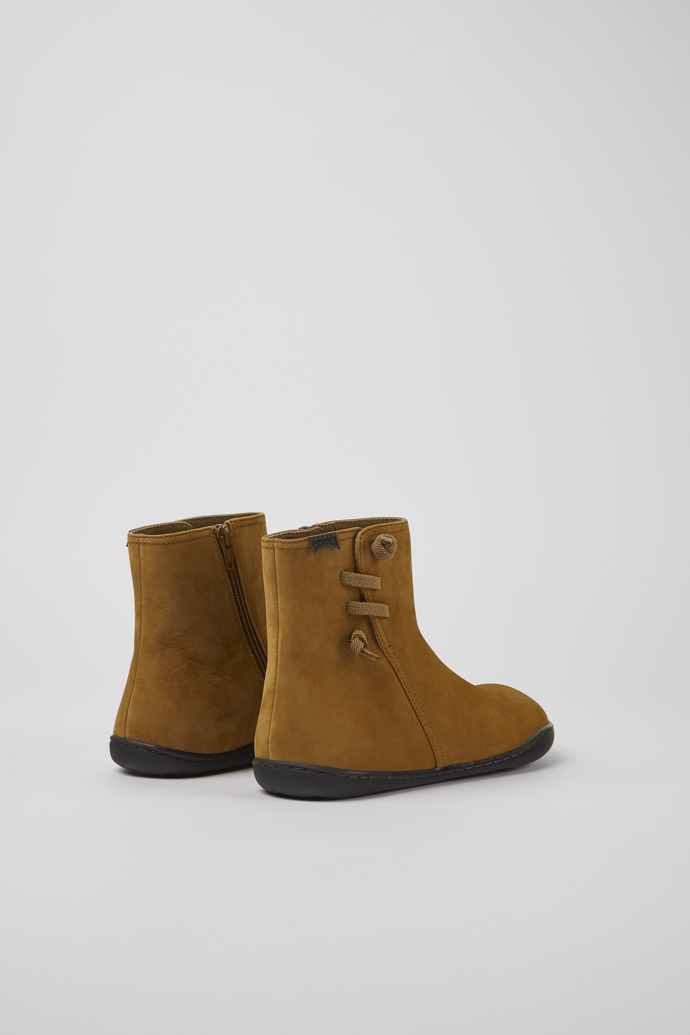 Back view of Peu Light brown nubuck ankle boots for women