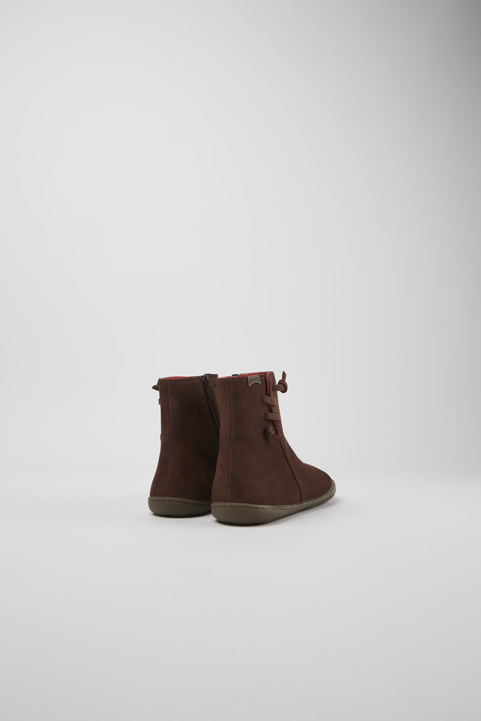 Back view of Peu Brown nubuck ankle boots for women