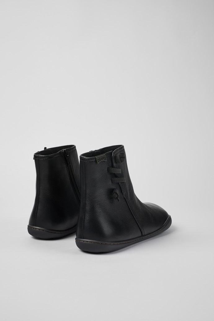 Back view of Peu Black Leather Boots for Women