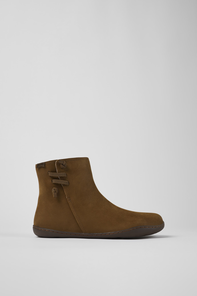 Image of Side view of Peu Brown nubuck ankle boots for women