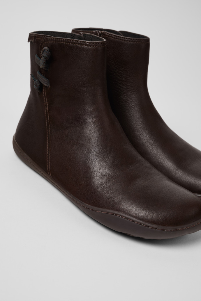 Close-up view of Peu Brown Leather Boots for Women